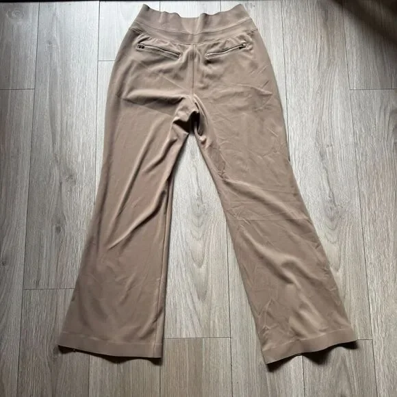 Athleta Pants Womens M Beige Venice Flare Leg Slit Hem High Rise Office Commute - Picture 13 of 14